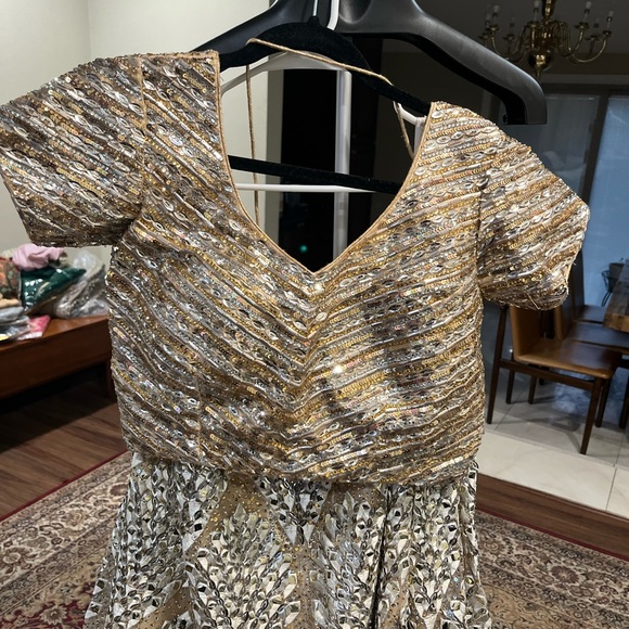 Original designer show stopper lehenga size6 in gold and silver color - Picture 4 of 10